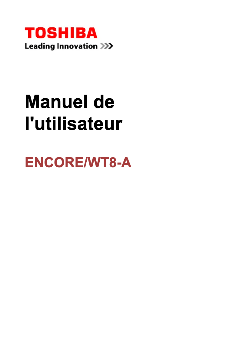 Image de la première page du manuel de l'appareil Encore WT8-A