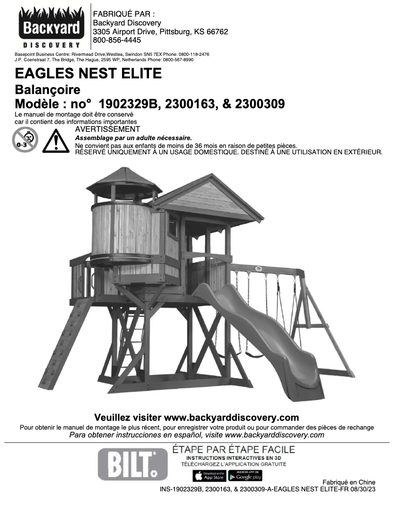Page 1 de la notice Manuel utilisateur Backyard Discovery Eagles Nest