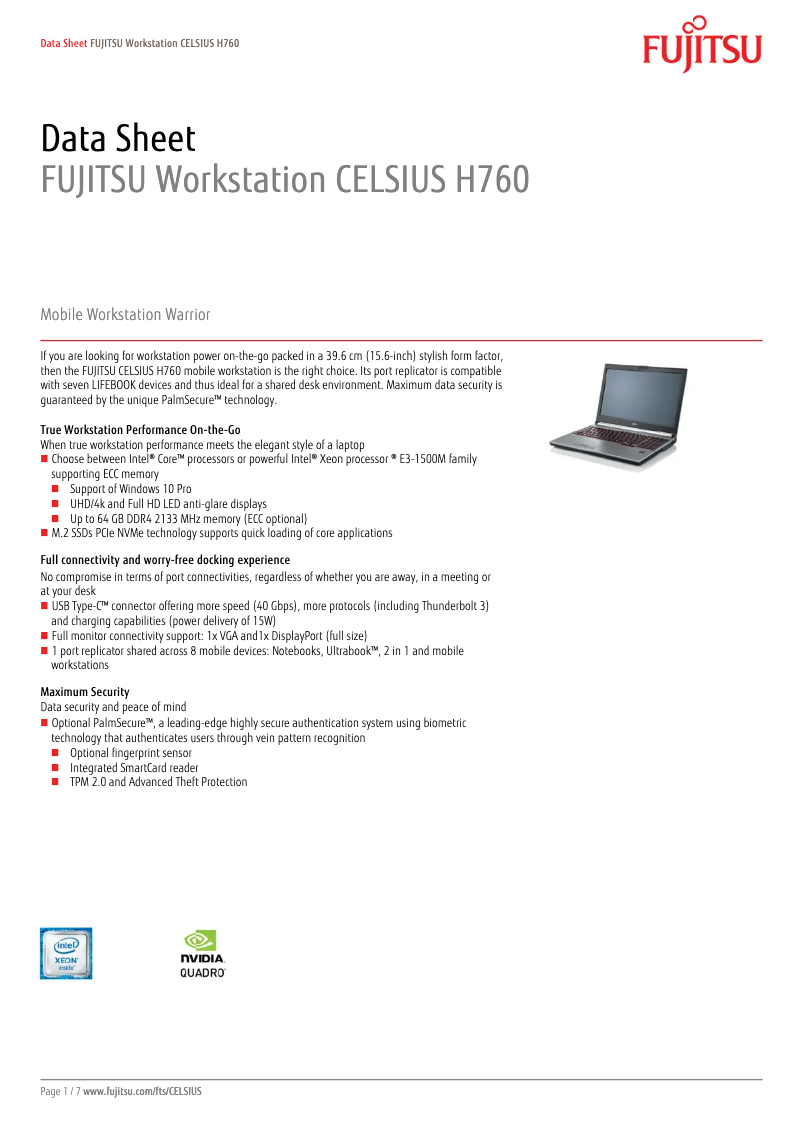 Page 1 de la notice Manuel utilisateur Fujitsu CELSIUS H760