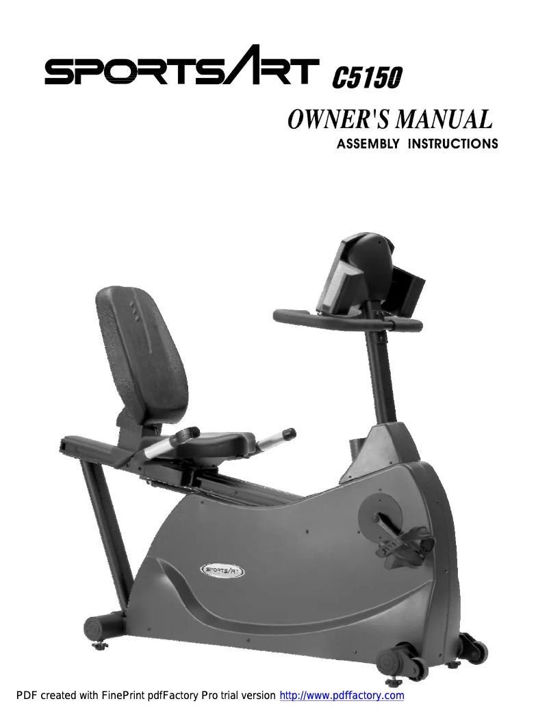 Page n°1 - Manuel utilisateur SportsArt C5150