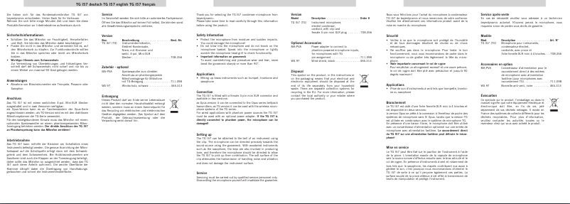 Page n°1 - Manuel utilisateur Beyerdynamic TG I57