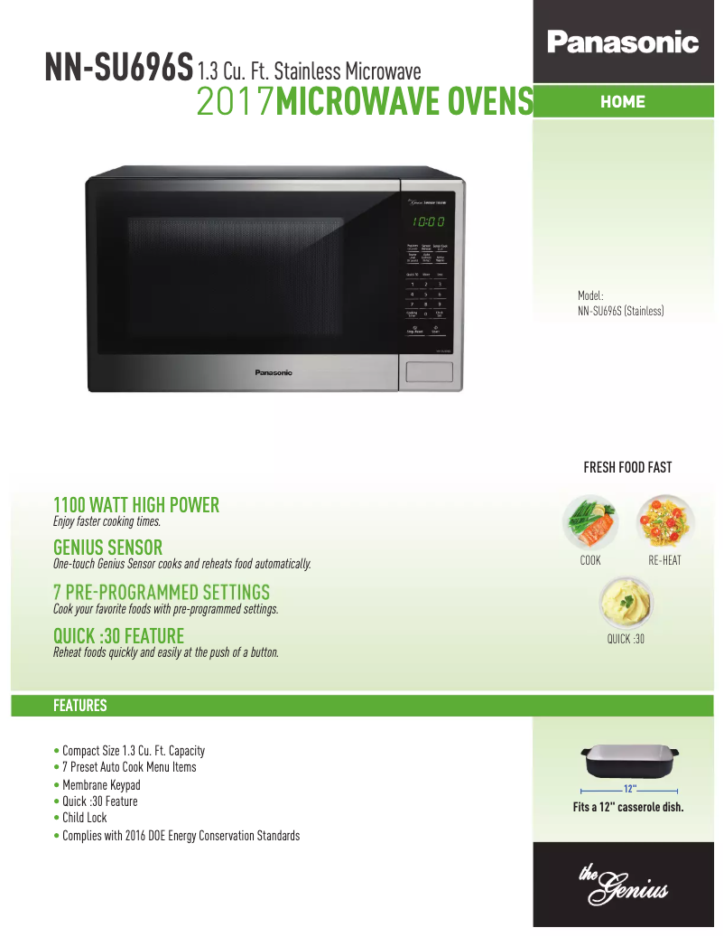 Page n°1 - Fiche technique Panasonic NN-SU696S