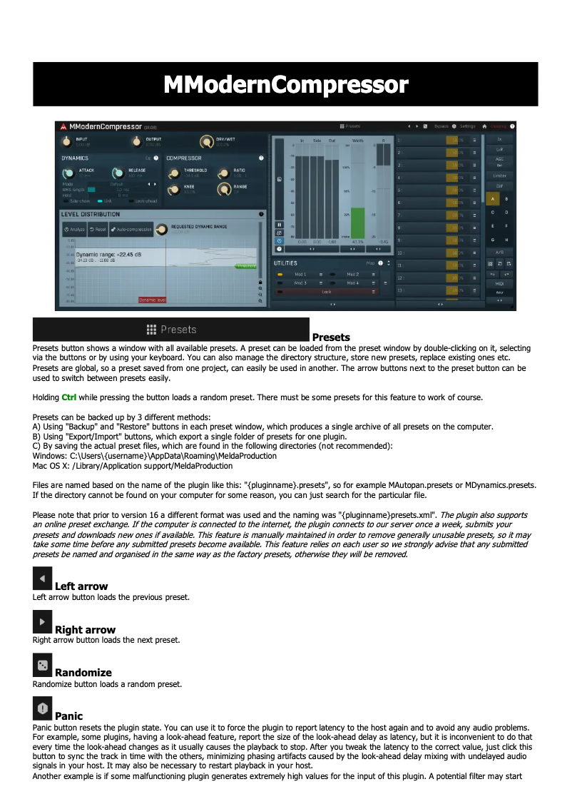 Page n°1 - Manuel utilisateur MeldaProduction MModernCompressor