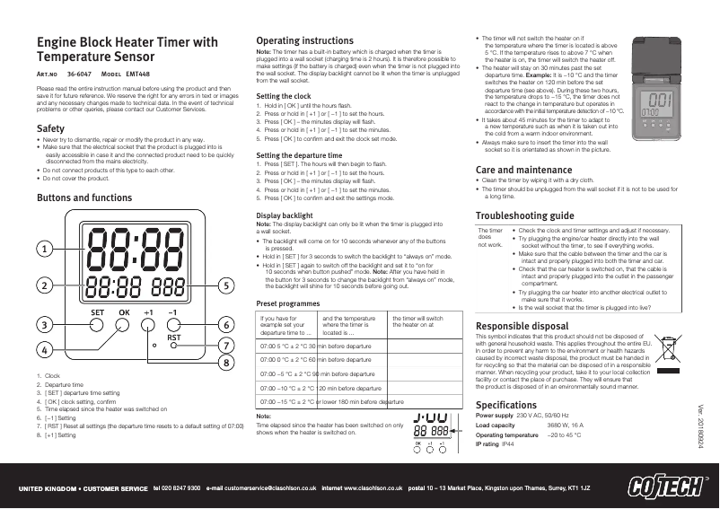 Page n°1 - Manuel utilisateur Cotech EMT448