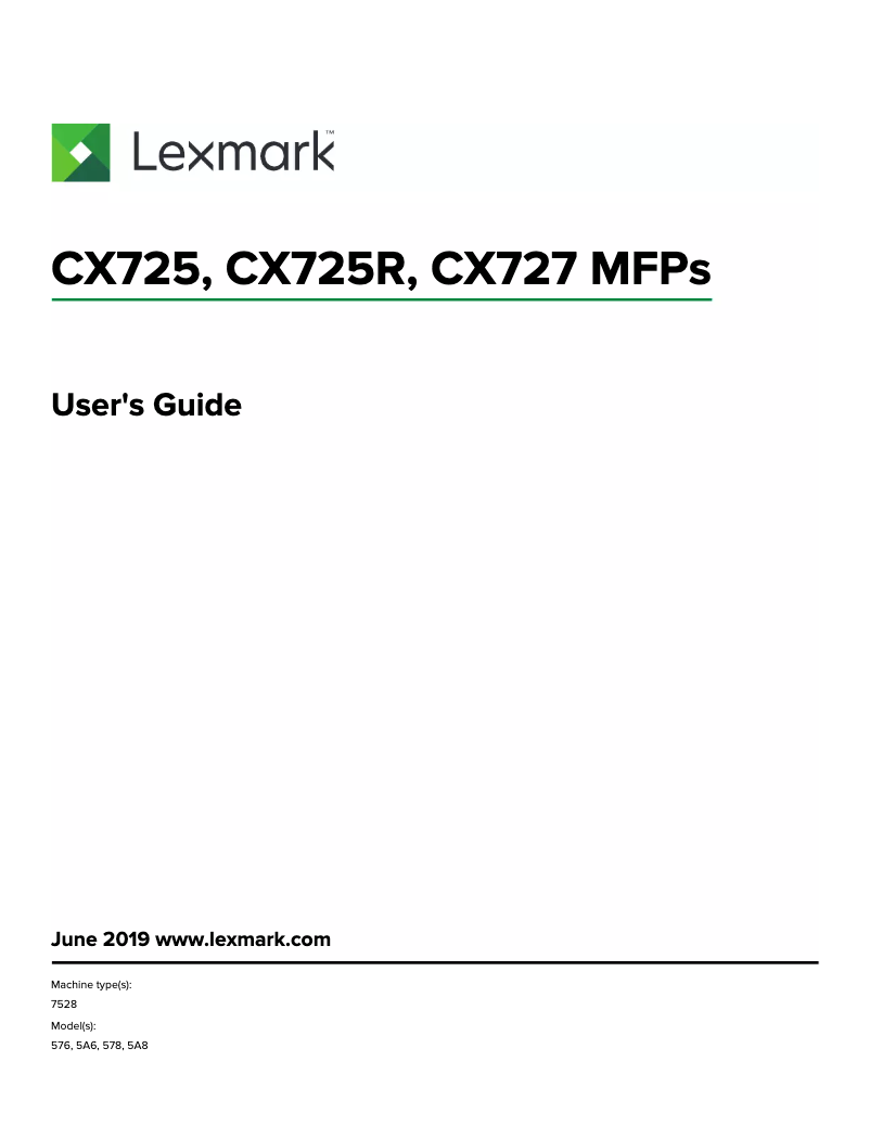 Page 1 de la notice Manuel utilisateur Lexmark CX727de