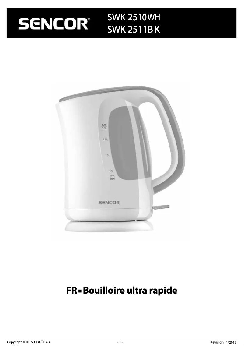 Page 1 de la notice Manuel utilisateur Sencor SWK 2511BK