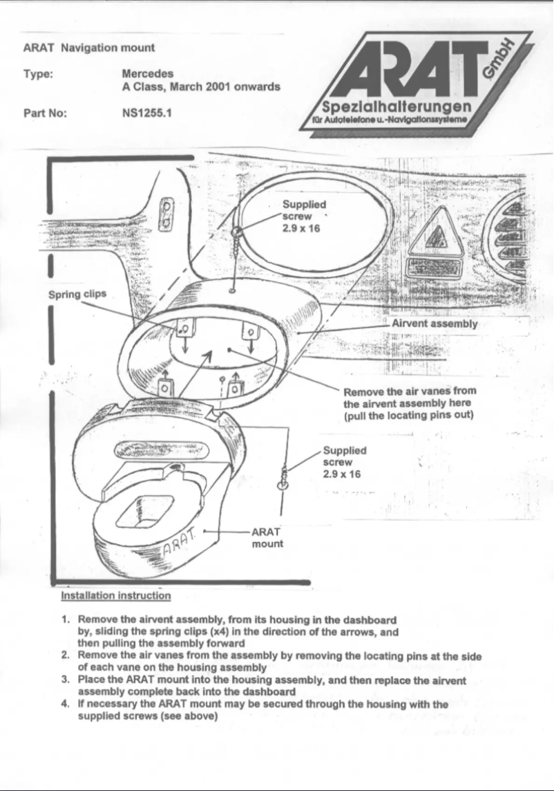 Page n°1 - Manuel utilisateur Arat NS1255.1