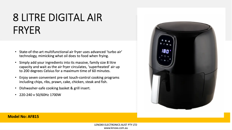 Image de la première page du manuel de l'appareil AF815