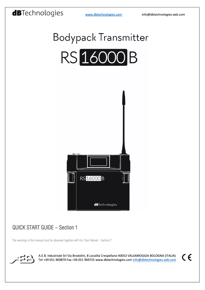 Page 1 de la notice Manuel utilisateur DB Technologies RS16000 B