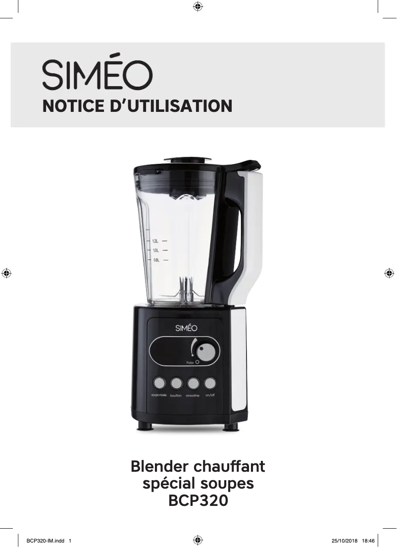 Page 1 de la notice Manuel utilisateur Siméo BCP320
