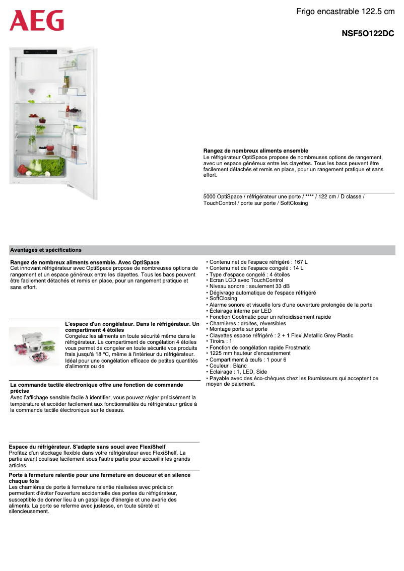 Página 1 del manual Ficha técnica AEG NSF5O122DC