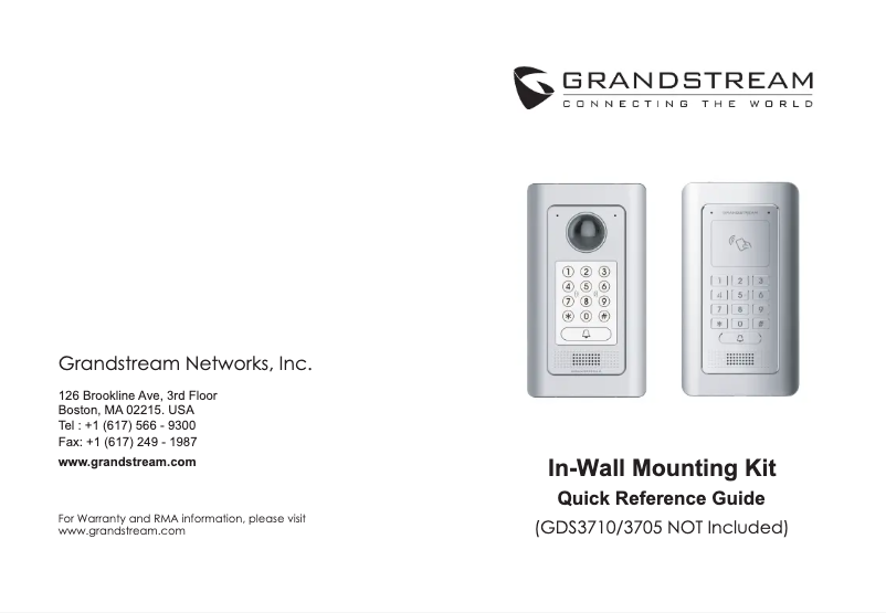 Page 1 de la notice Guide de démarrage rapide Grandstream GDS3702