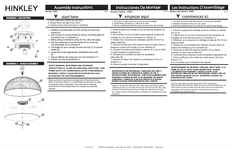 Page n°1 - Manuel utilisateur Hinkley Lighting Devon 57861LCB