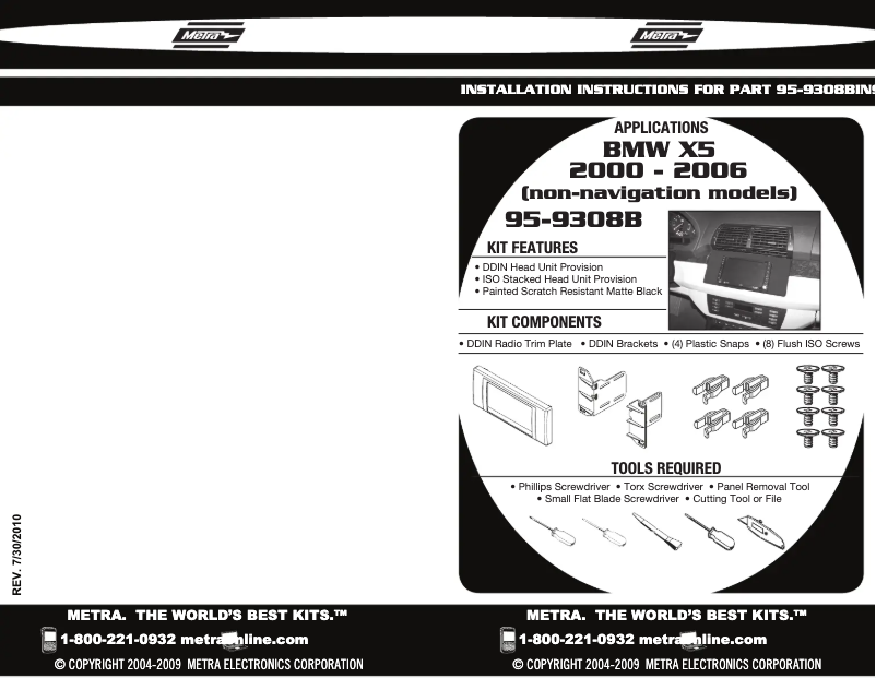Page n°1 - Guide d'installation Metra 95-9308B