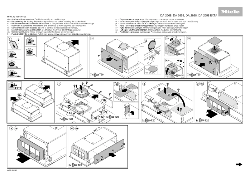 Page 1 de la notice Instructions / montage Miele DA 2698