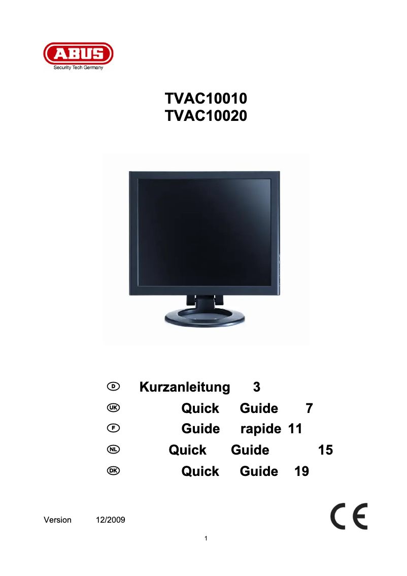 Page 1 de la notice Manuel utilisateur Abus TVAC10020