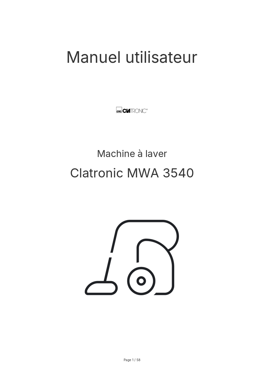Image de la première page du manuel de l'appareil MWA 3540