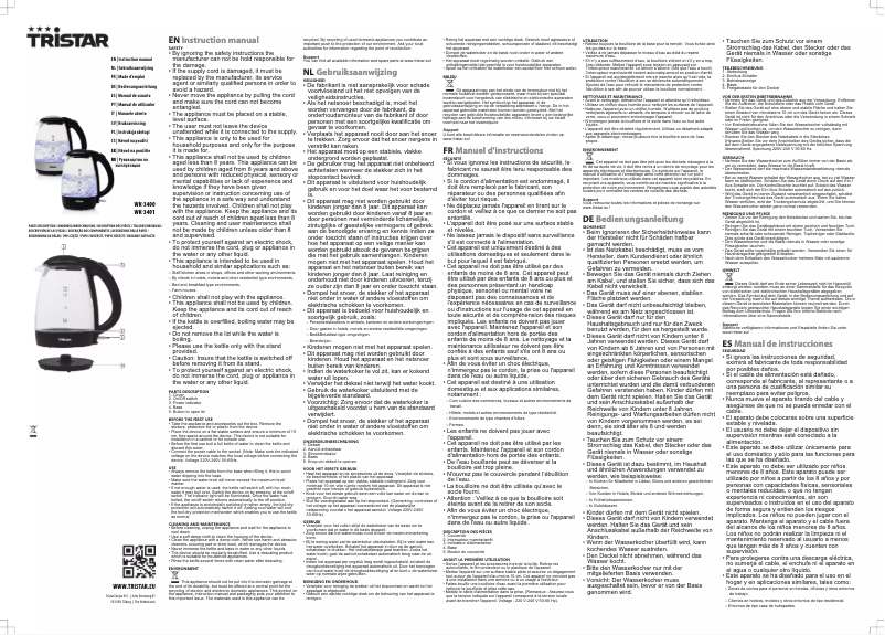 Page 1 de la notice Manuel utilisateur TriStar WK-3401