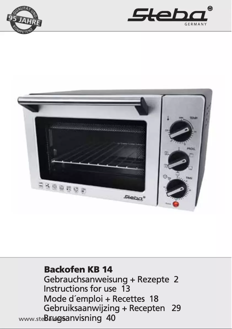 Page 1 de la notice Manuel utilisateur Steba KB 14