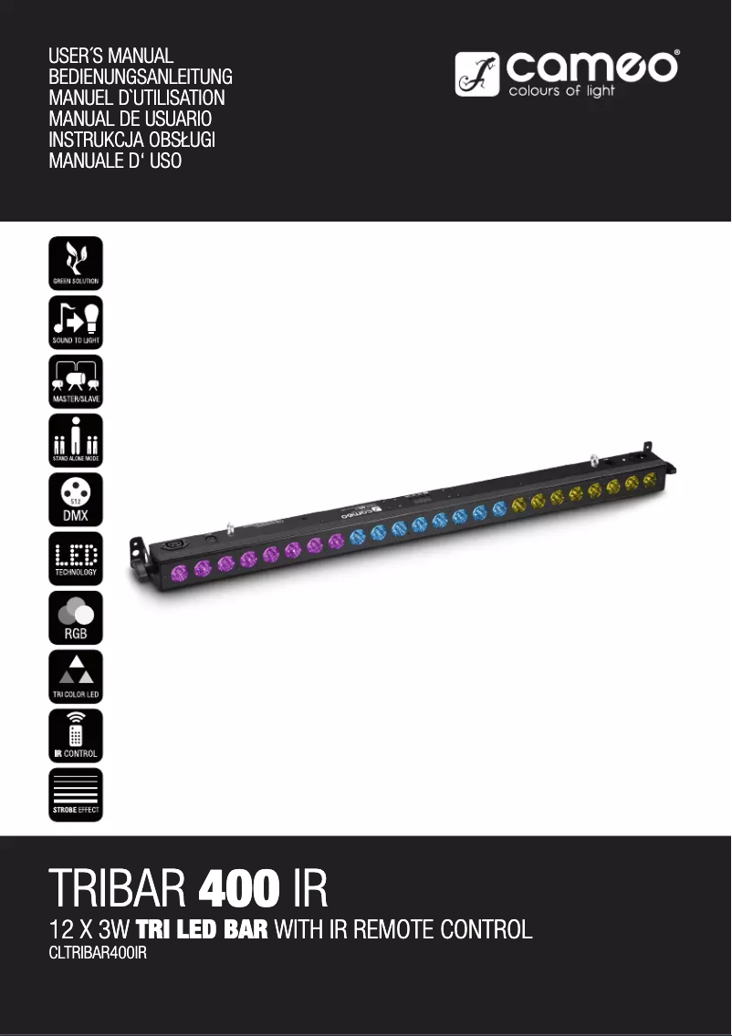Page 1 de la notice Manuel utilisateur Cameo TRIBAR 400 IR