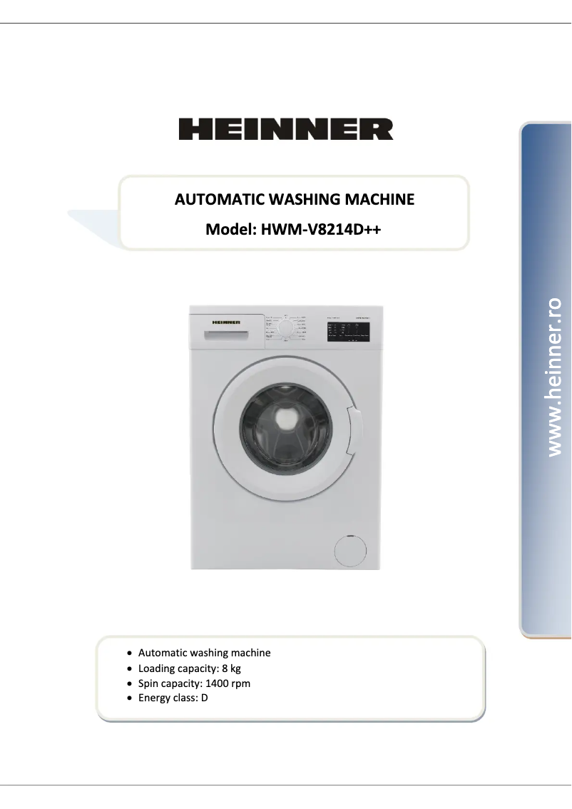 Image de la première page du manuel de l'appareil HWM-V8214D++