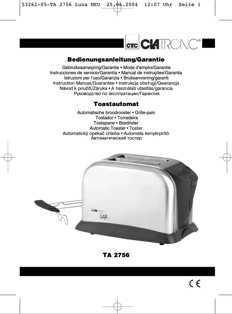 Page 1 de la notice Manuel utilisateur Clatronic TA 2756