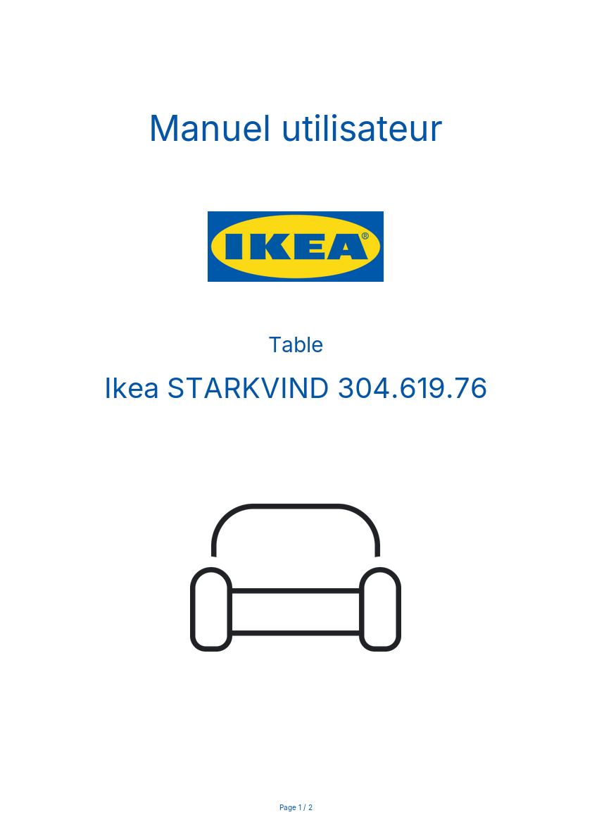 Page 1 de la notice Manuel utilisateur Ikea STARKVIND 304.619.76