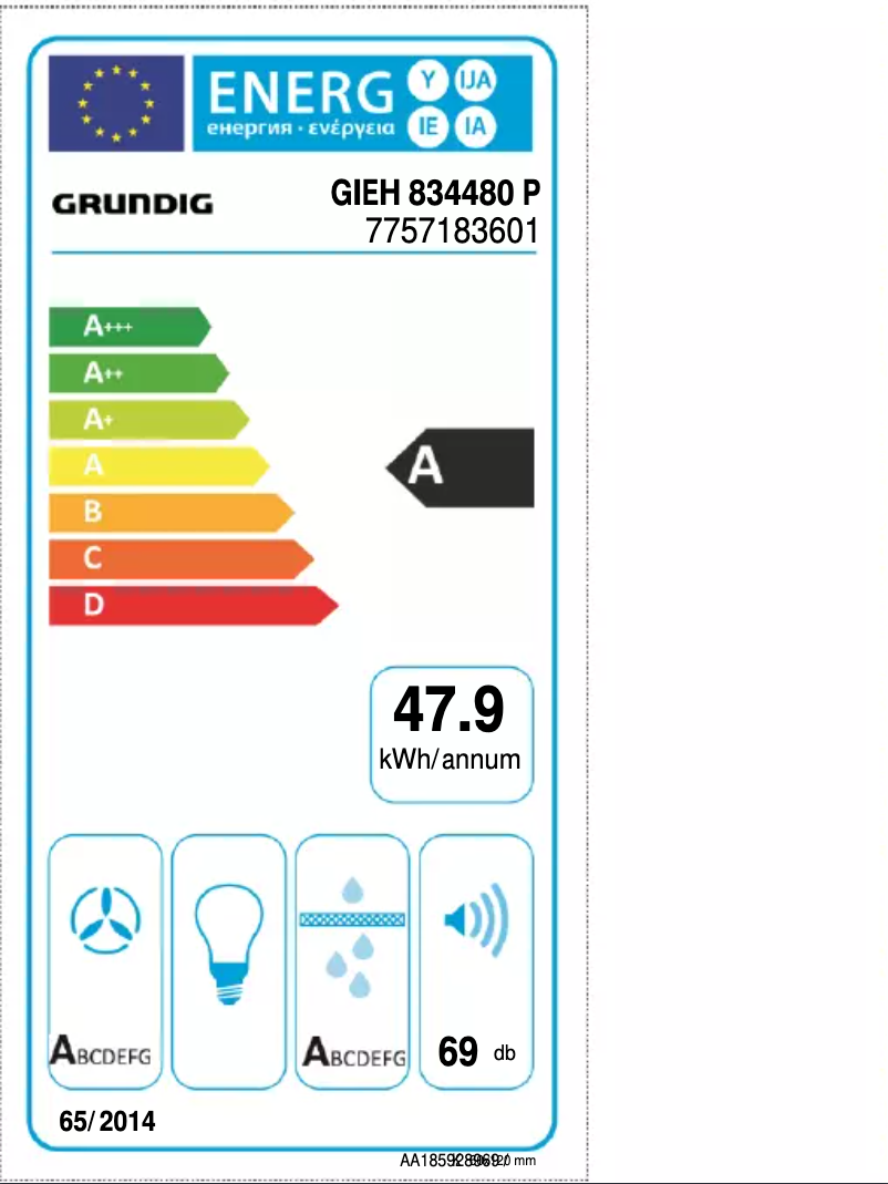 Page n°1 - Label énergétique Grundig GIEH 834480 P