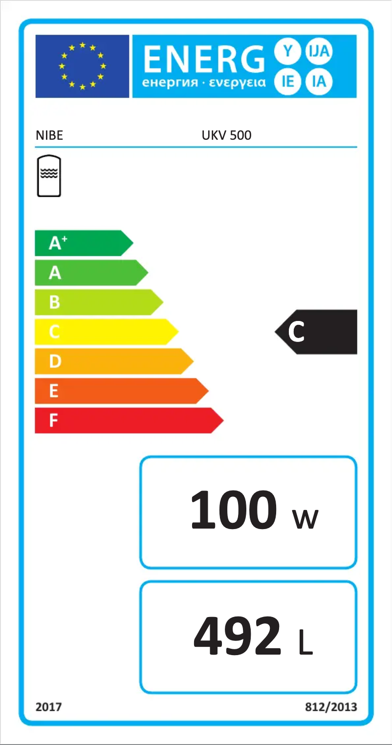 Page 1 de la notice Label énergétique Nibe UKV 20-220