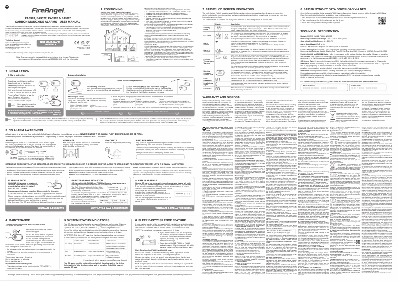 Page 1 de la notice Manuel utilisateur FireAngel FA3322