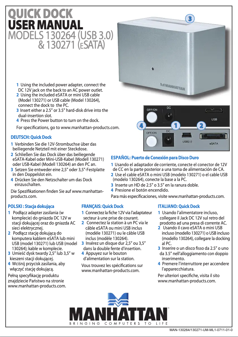 Image de la première page du manuel de l'appareil eSATA Quick Dock