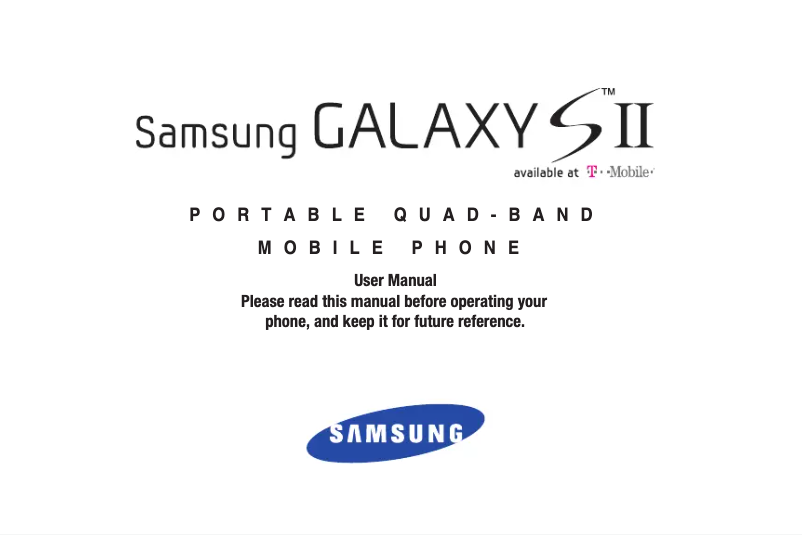 Page 1 de la notice Manuel utilisateur T-Mobile Galaxy S II