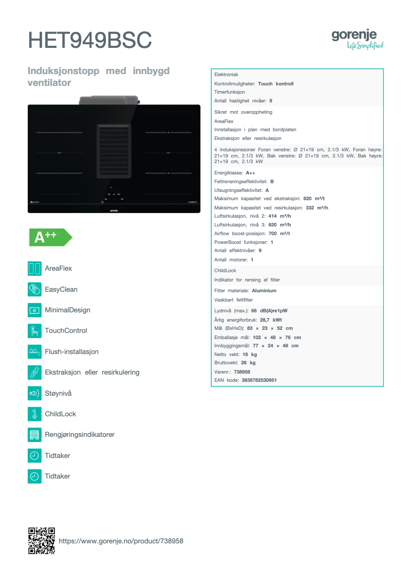 Page n°1 - Brochure Gorenje HET949BSC