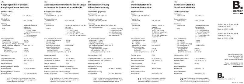 Page n°1 - Manuel utilisateur Berker 75312004