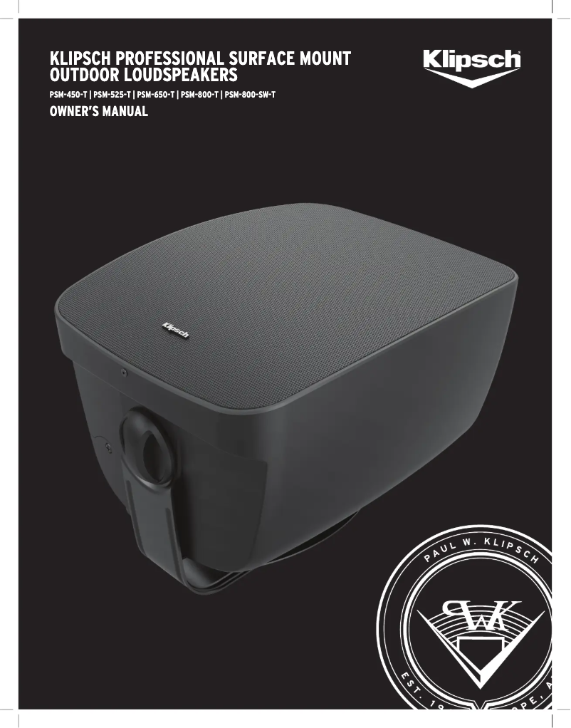 Page n°1 - Manuel utilisateur Klipsch PSM-450-T