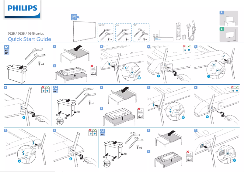 Page n°1 - Guide de démarrage rapide Philips 50PUN7635