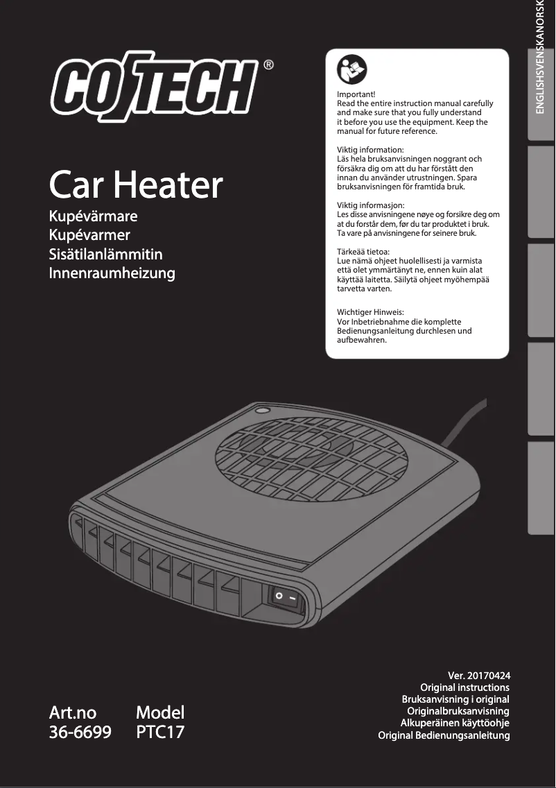 Image de la première page du manuel de l'appareil PTC17