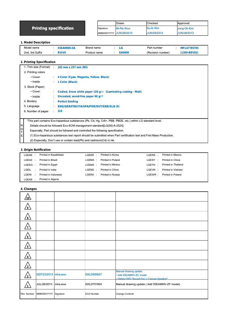 Page 1 de la notice Manuel utilisateur LG Oled 55EA8809