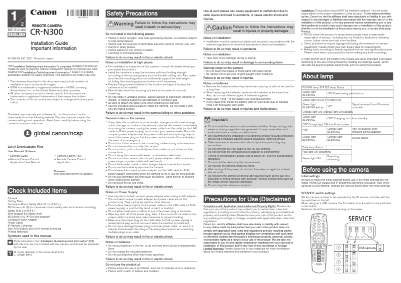 Página 1 del manual Guía de instalación Canon CR-N300