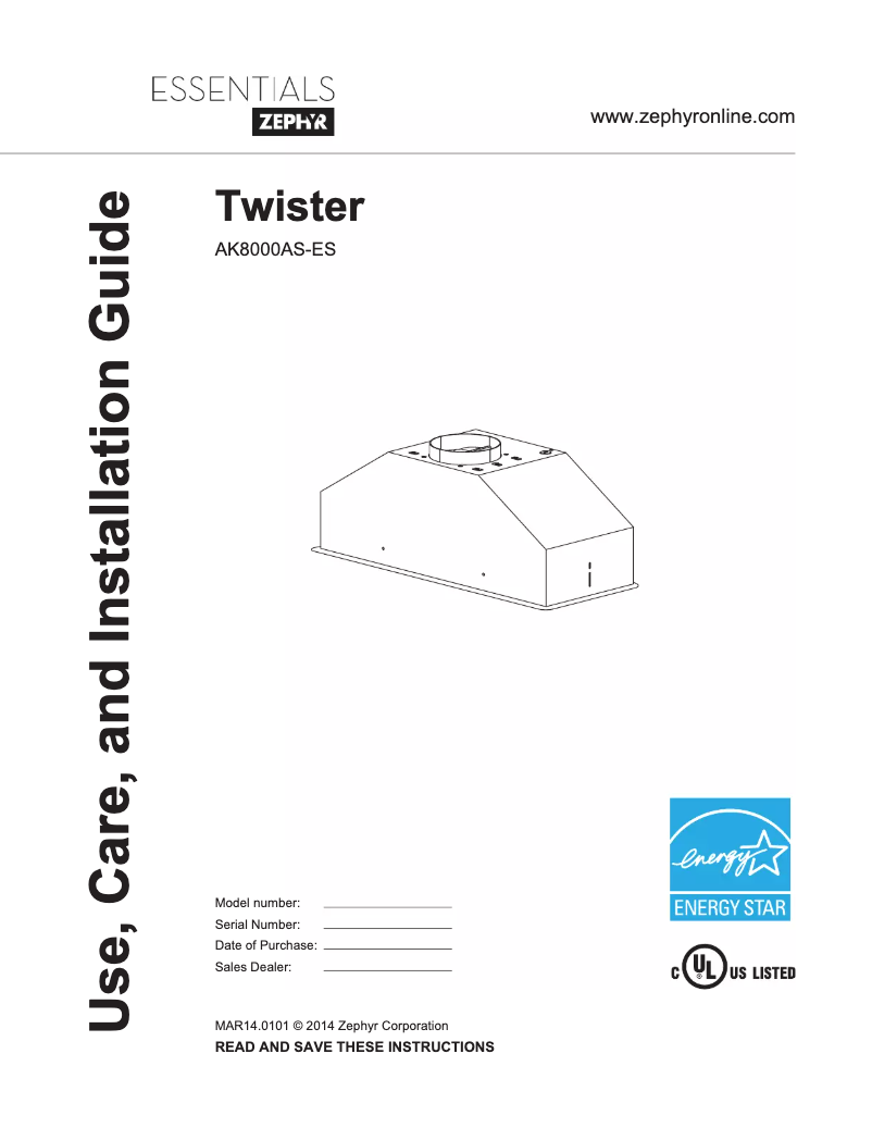 Página 1 del manual Manual de usuario Zephyr AK8000ASES