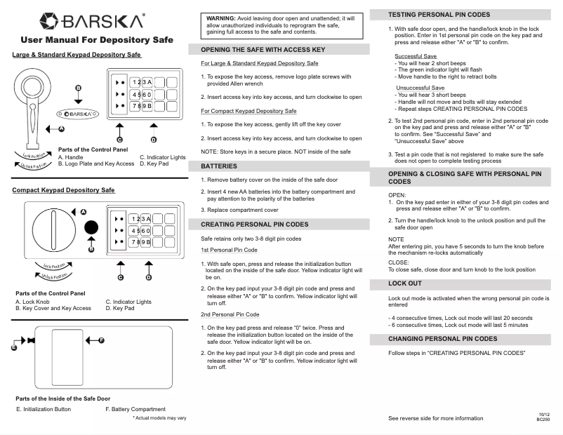 Page 1 de la notice Manuel utilisateur Barska AX11934