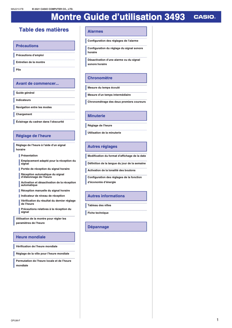 Page n°1 - Manuel utilisateur Casio Baby-G BGD-565