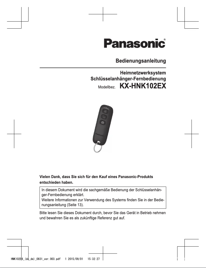 Page 1 de la notice Manuel utilisateur Panasonic KX-HNK102EX
