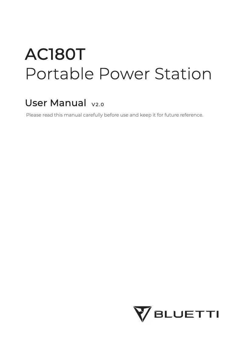 Page 1 de la notice Manuel utilisateur Bluetti AC180T