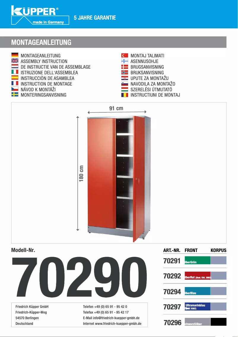 Page 1 de la notice Manuel utilisateur Küpper 70297