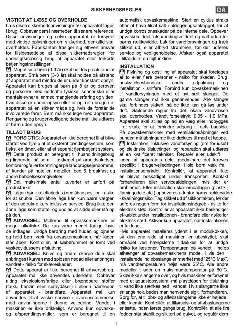 Page 1 de la notice Instructions de sécurité Indesit DBC 3C24 AC X