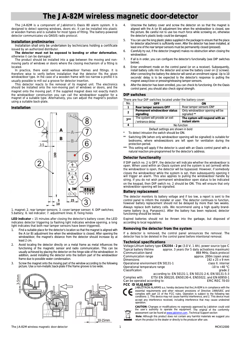 Page 1 de la notice Manuel utilisateur Joblotron JA-82M