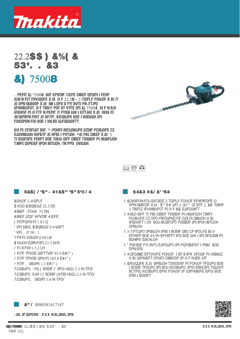 Page 1 de la notice Fiche technique Makita EH7500W