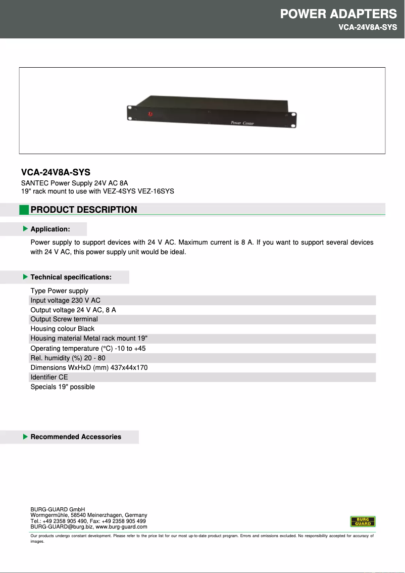 Image de la première page du manuel de l'appareil VCA-24V8A-SYS