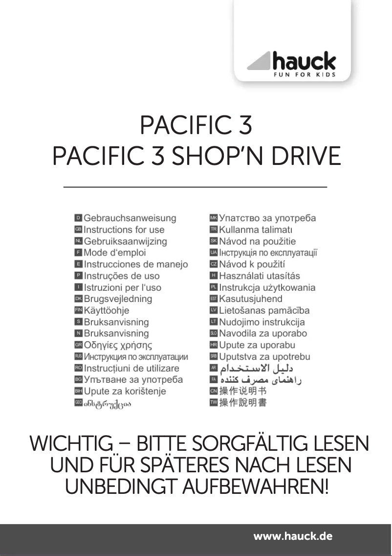 Page n°1 - Manuel utilisateur Hauck Pacific 3 Shop N Drive